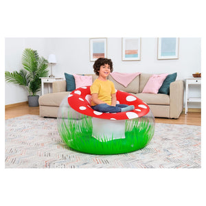 Trade Shop - Poltrona Gonfiabile Per Bambini Mighty Mushroom Design Fungo Con Erba 112x112x66cm 75123 -