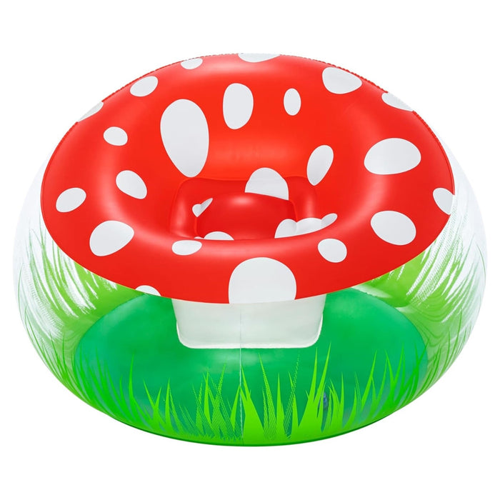 Trade Shop - Poltrona Gonfiabile Per Bambini Mighty Mushroom Design Fungo Con Erba 112x112x66cm 75123 -