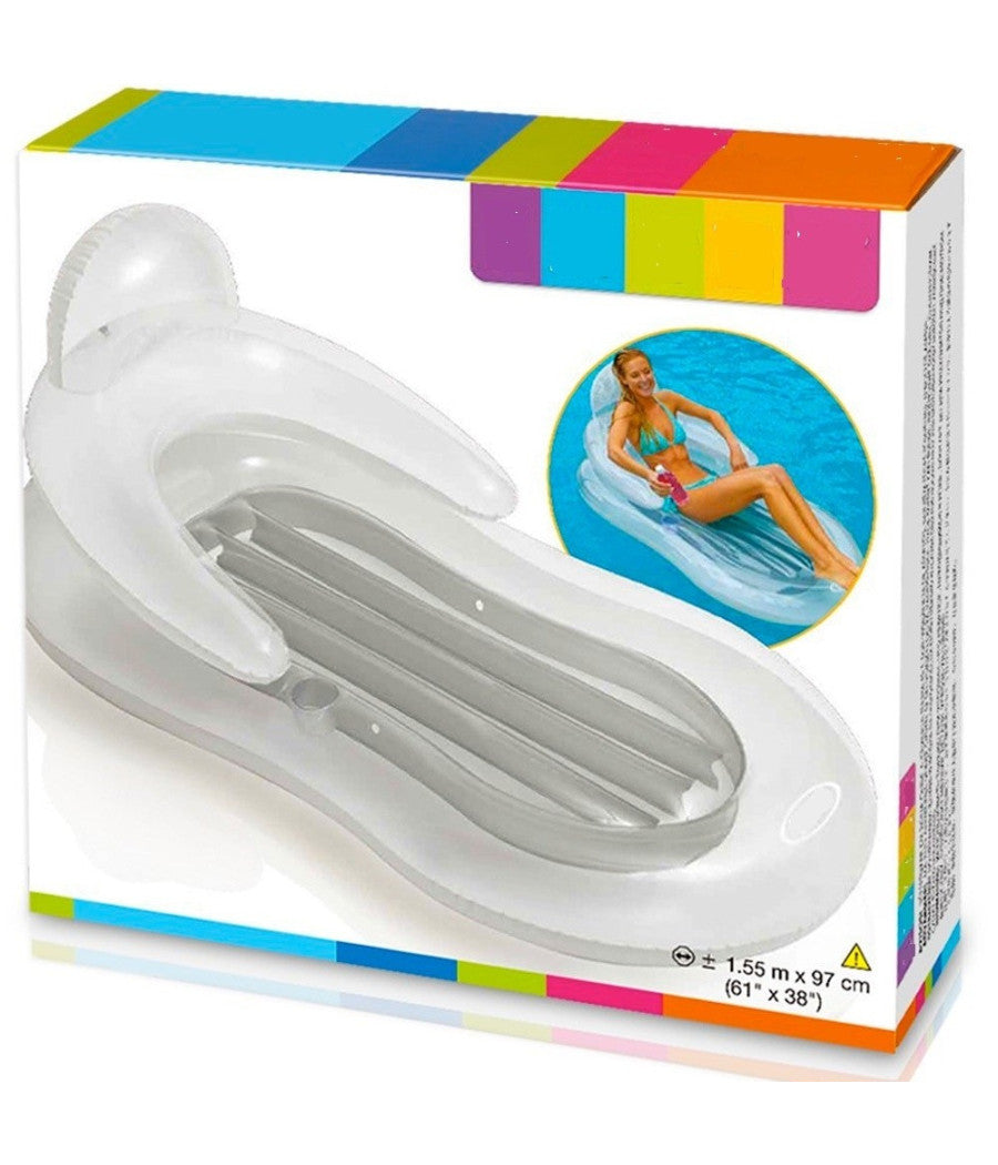 Poltrona Gonfiabile Piscina Con Poggiatesta Braccioli Portabicchieri 155x97cm         
