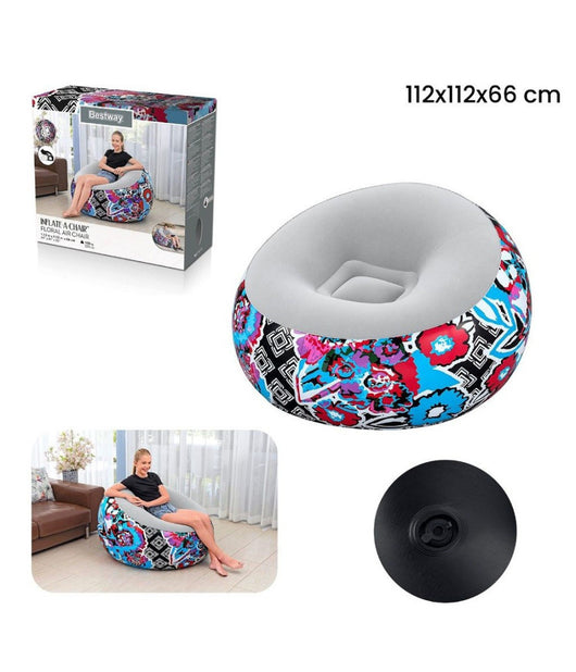 Trade Shop - Poltrona Gonfiabile Puffo Inflate-a-chair 112x112x66cm Floreale Street Art 75111 -