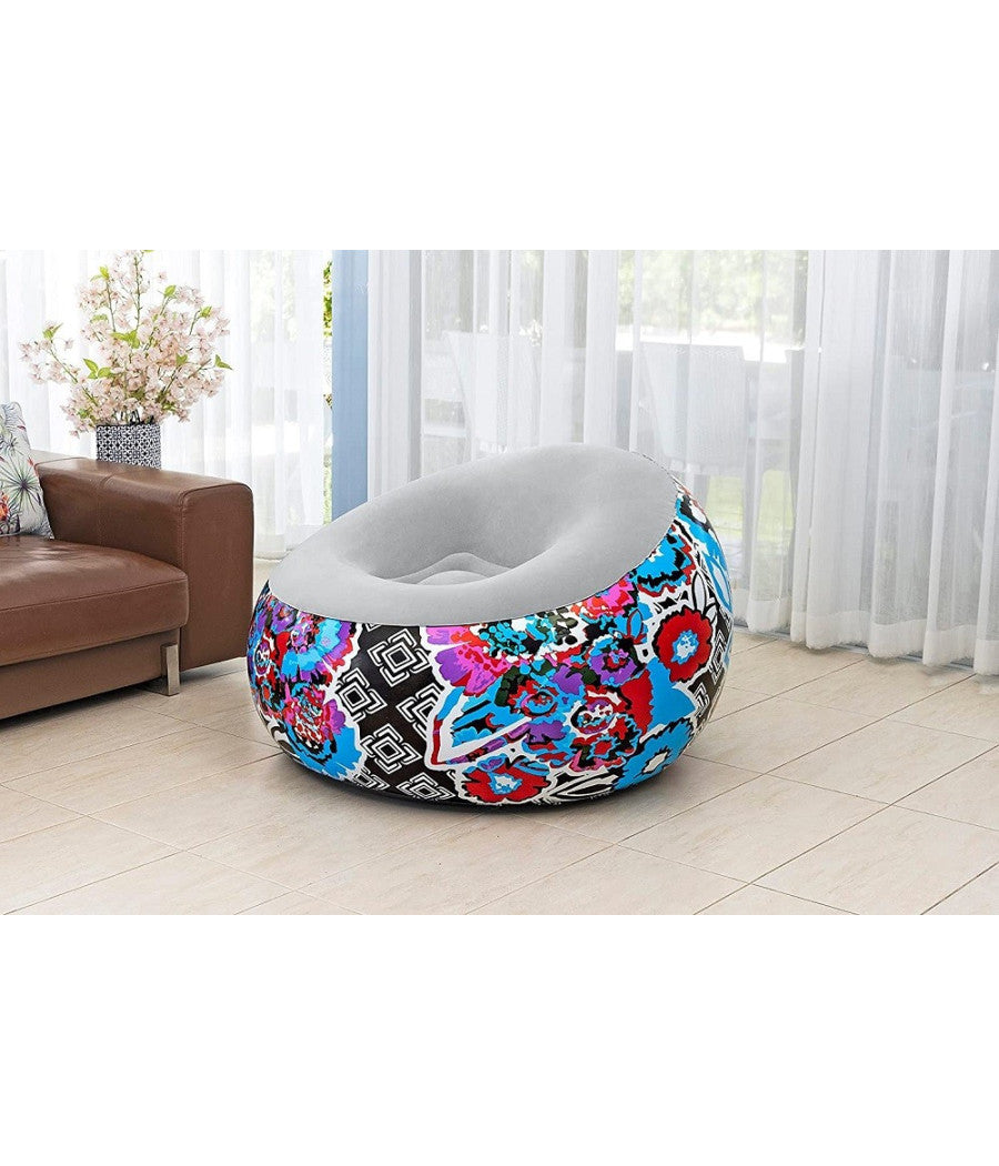 Trade Shop - Poltrona Gonfiabile Puffo Inflate-a-chair 112x112x66cm Floreale Street Art 75111 -