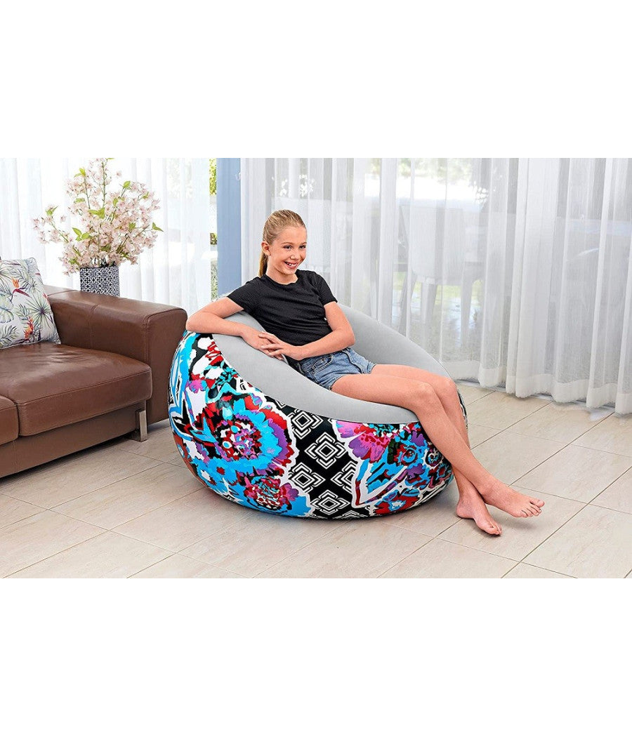 Trade Shop - Poltrona Gonfiabile Puffo Inflate-a-chair 112x112x66cm Floreale Street Art 75111 -