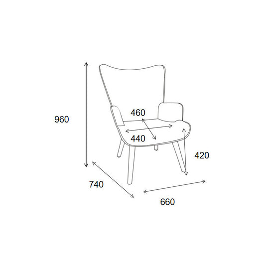 Poltrona Hilary In Tessuto Grigio Gambe Legno Naturale