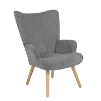 Poltrona Hilary In Tessuto Grigio Gambe Legno Naturale