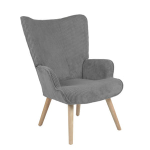 Poltrona Hilary In Tessuto Grigio Gambe Legno Naturale