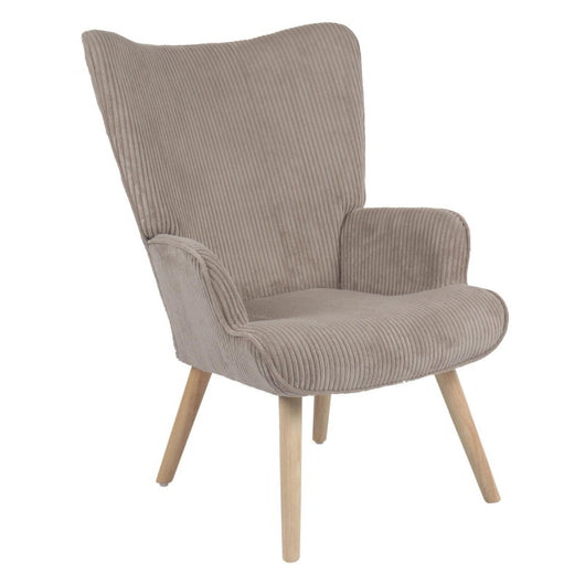 Poltrona Hilary In Tessuto Tortora Chiaro Gambe Legno Naturale