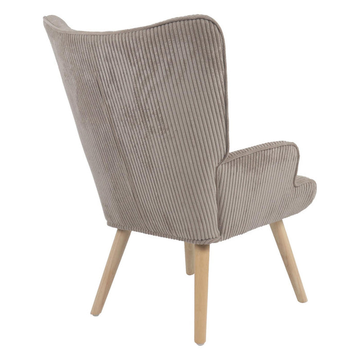 Poltrona Hilary In Tessuto Tortora Chiaro Gambe Legno Naturale