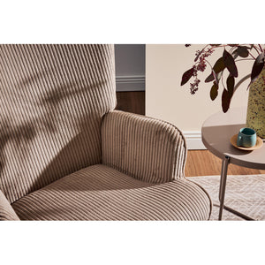 Poltrona Hilary In Tessuto Tortora Chiaro Gambe Legno Naturale