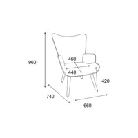 Poltrona Hilary In Tessuto Tortora Chiaro Gambe Legno Naturale