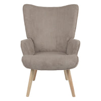 Poltrona Hilary In Tessuto Tortora Chiaro Gambe Legno Naturale