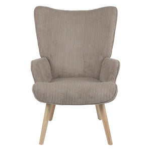 Poltrona Hilary In Tessuto Tortora Chiaro Gambe Legno Naturale