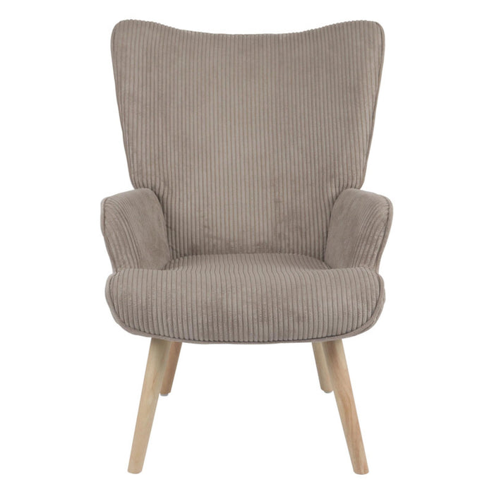 Poltrona Hilary In Tessuto Tortora Chiaro Gambe Legno Naturale