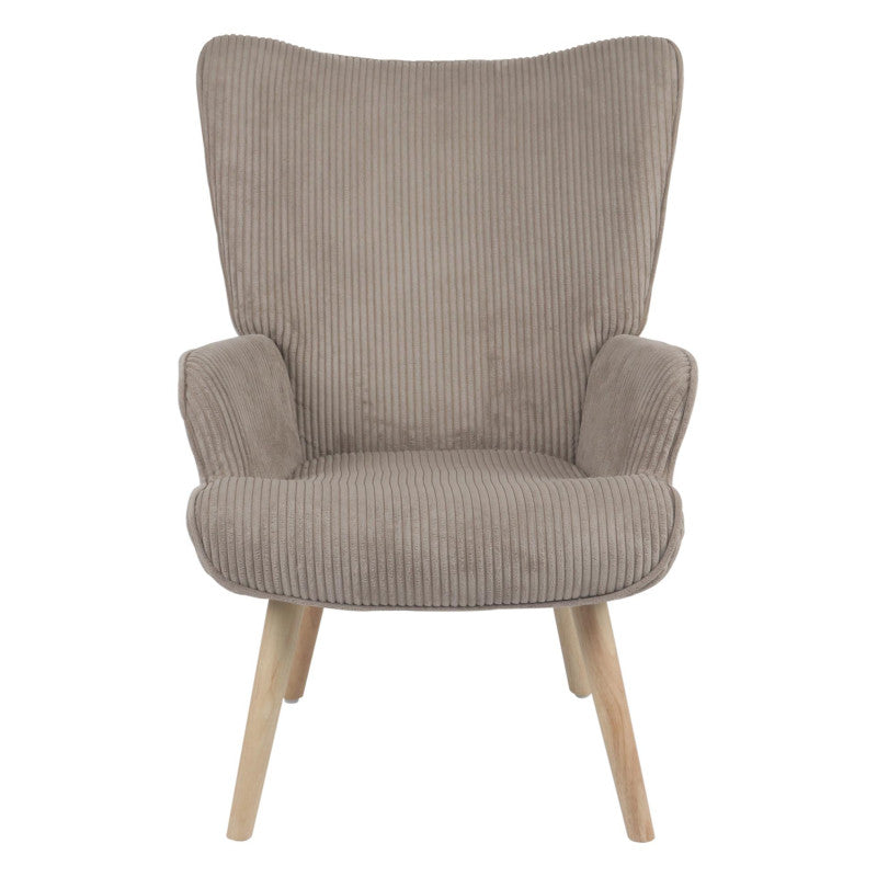 Poltrona Hilary In Tessuto Tortora Chiaro Gambe Legno Naturale