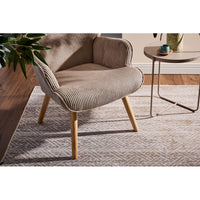 Poltrona Hilary In Tessuto Tortora Chiaro Gambe Legno Naturale