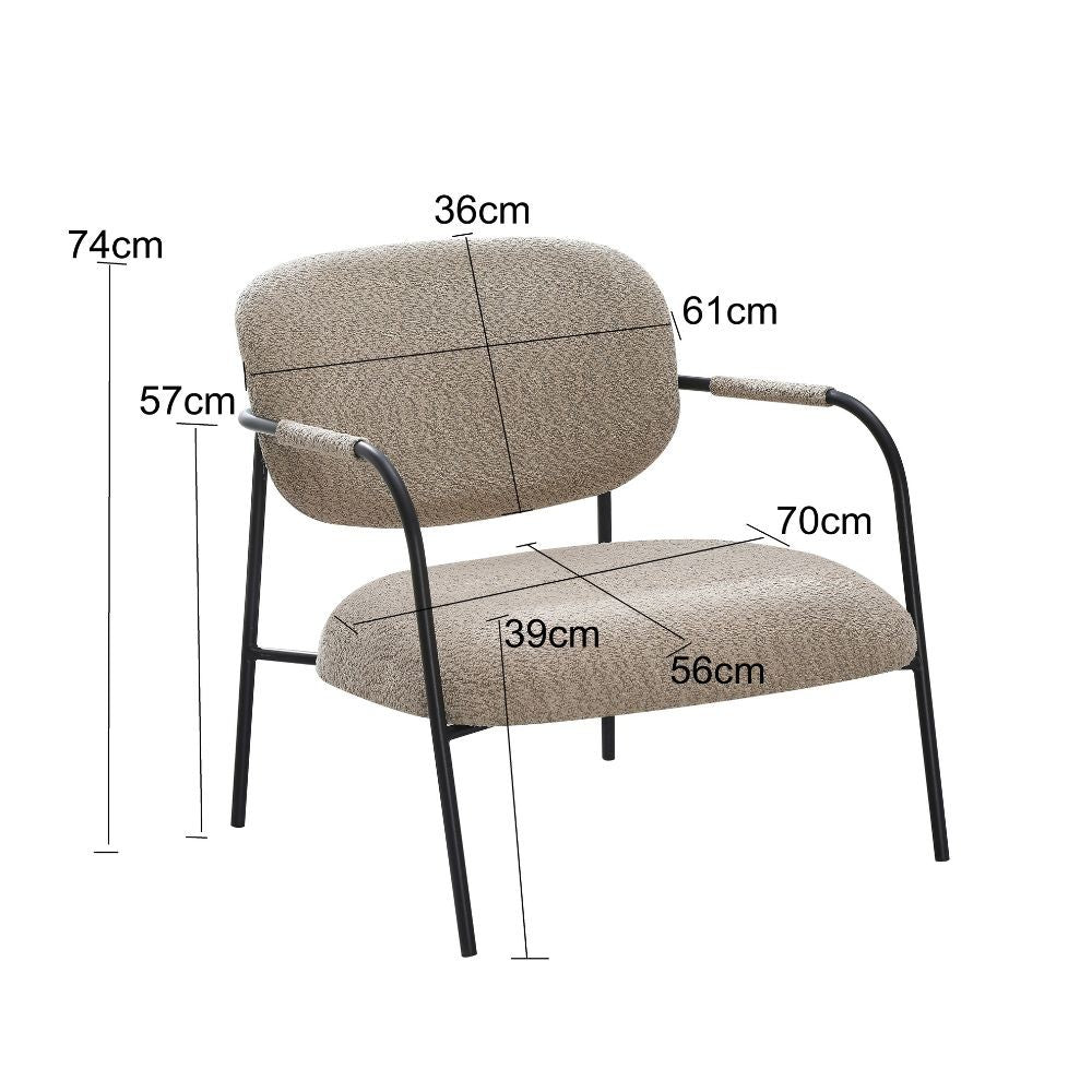 Poltrona in tessuto teddy e struttura in metallo Nat grigio scuro