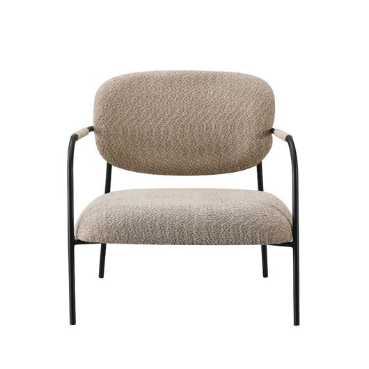 Poltrona in tessuto teddy e struttura in metallo Nat tortora