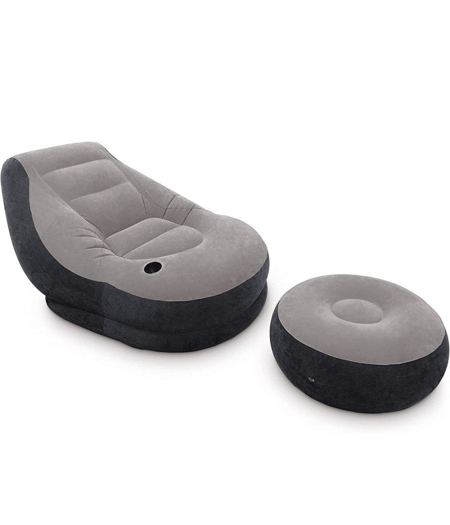 Poltrona Lounge 99x130x76 Cm Con Poggia Piedi 64x28 Cm Con Porta Bicchiere 68564         