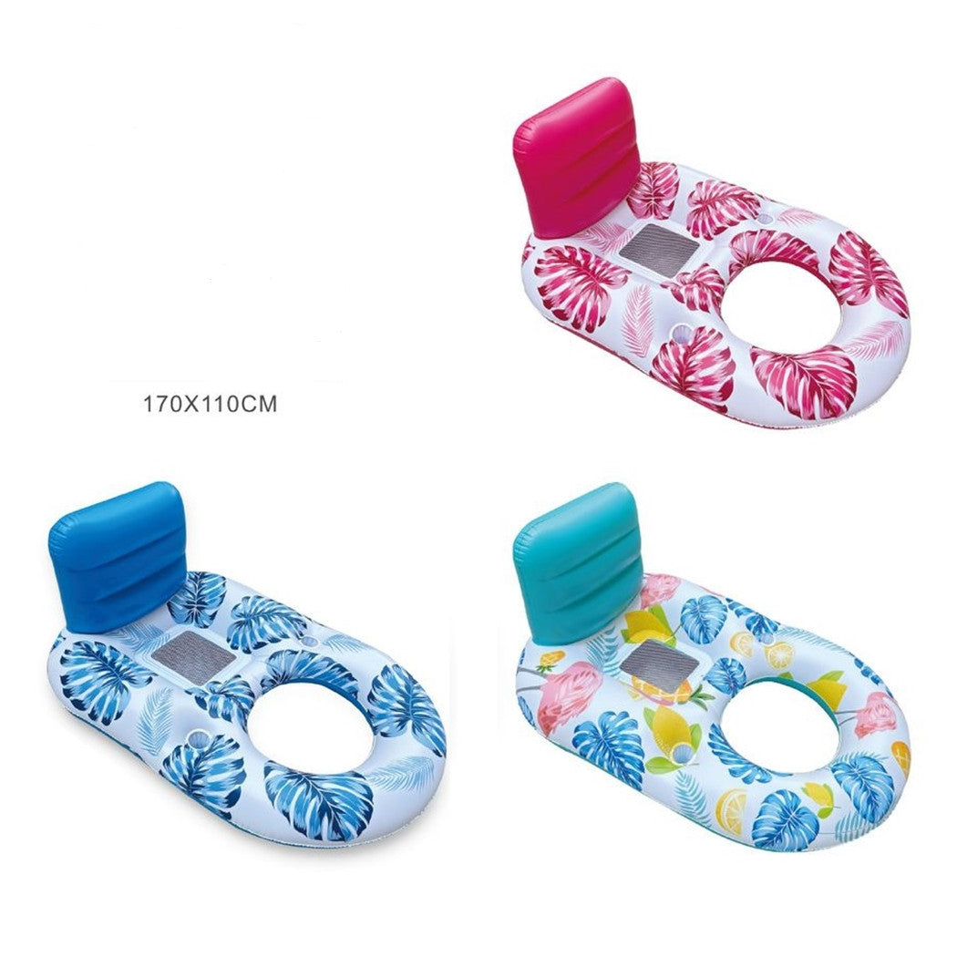 Trade Shop - Poltrona Lounge Gonfiabile Galleggiante Con Portabicchieri Piscina 170x110cm 628534 -