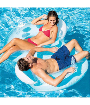 Poltrona Materassino Gonfiabile 2 Posti Con Schienale E Portabibite Mare         