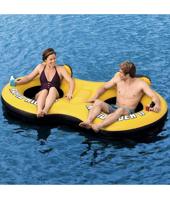 Poltrona Materassino Gonfiabile 2 Posti Con Schienale Rete Portabibite 259x135x50cm         