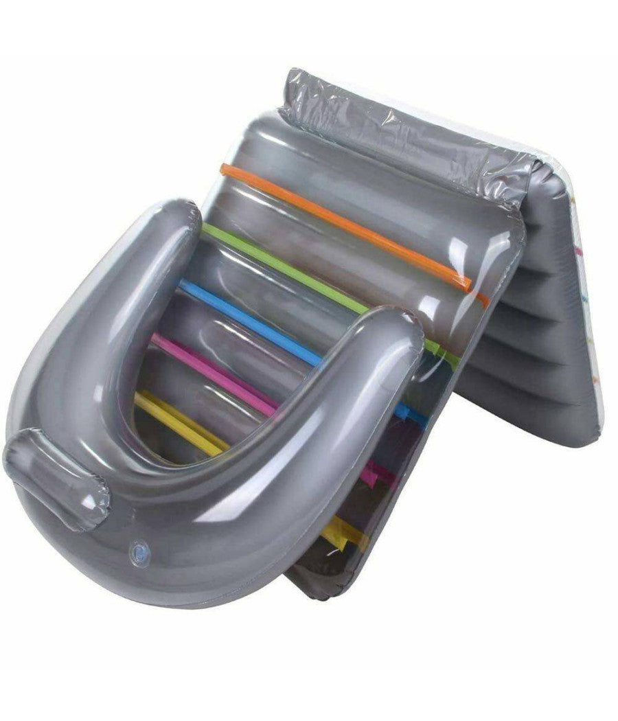 Poltrona Materassino Gonfiabile Multicolor 198x84cm Per Mare Piscina Pieghevole         