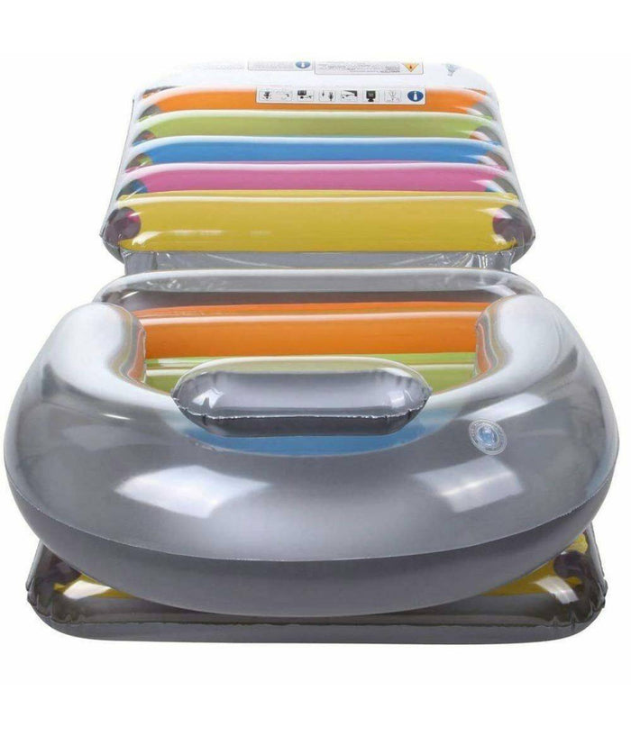 Poltrona Materassino Gonfiabile Multicolor 198x84cm Per Mare Piscina Pieghevole         