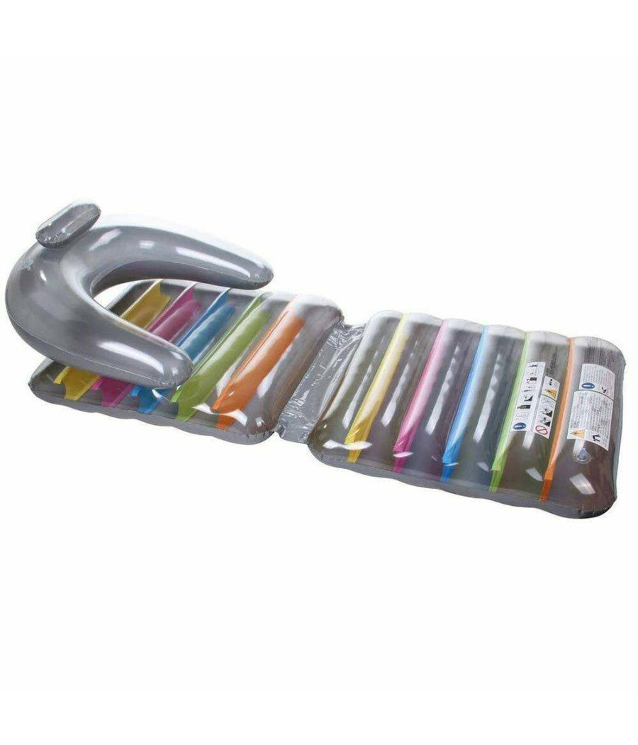 Poltrona Materassino Gonfiabile Multicolor 198x84cm Per Mare Piscina Pieghevole         