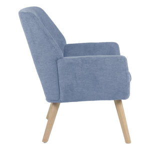 Poltrona Michelle In Tessuto Blu Gambe Legno Naturale