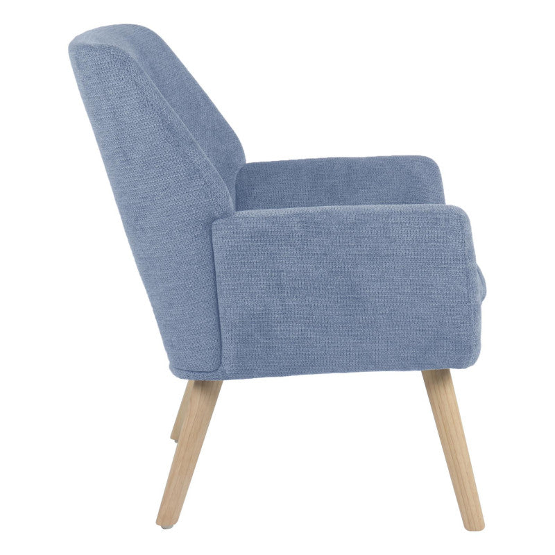 Poltrona Michelle In Tessuto Blu Gambe Legno Naturale