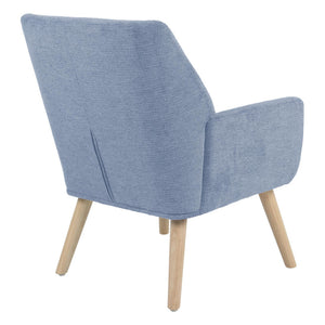 Poltrona Michelle In Tessuto Blu Gambe Legno Naturale