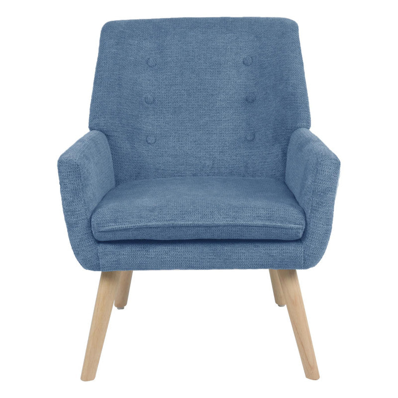 Poltrona Michelle In Tessuto Blu Gambe Legno Naturale