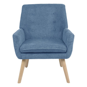 Poltrona Michelle In Tessuto Blu Gambe Legno Naturale