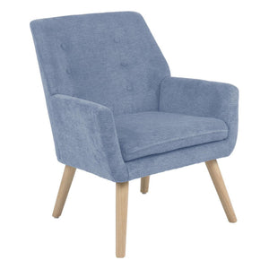Poltrona Michelle In Tessuto Blu Gambe Legno Naturale
