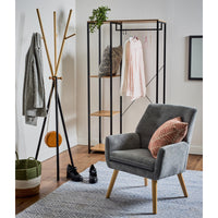 Poltrona Michelle In Tessuto Grigio Gambe Legno Naturale