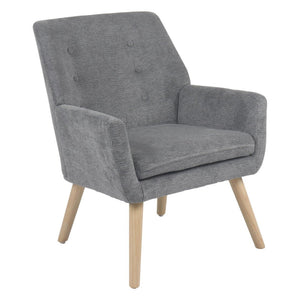 Poltrona Michelle In Tessuto Grigio Gambe Legno Naturale