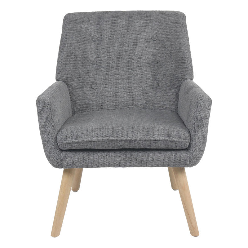 Poltrona Michelle In Tessuto Grigio Gambe Legno Naturale