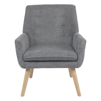 Poltrona Michelle In Tessuto Grigio Gambe Legno Naturale