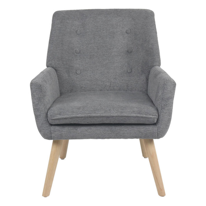 Poltrona Michelle In Tessuto Grigio Gambe Legno Naturale