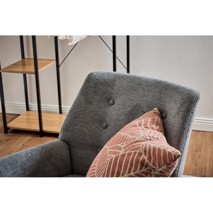 Poltrona Michelle In Tessuto Grigio Gambe Legno Naturale