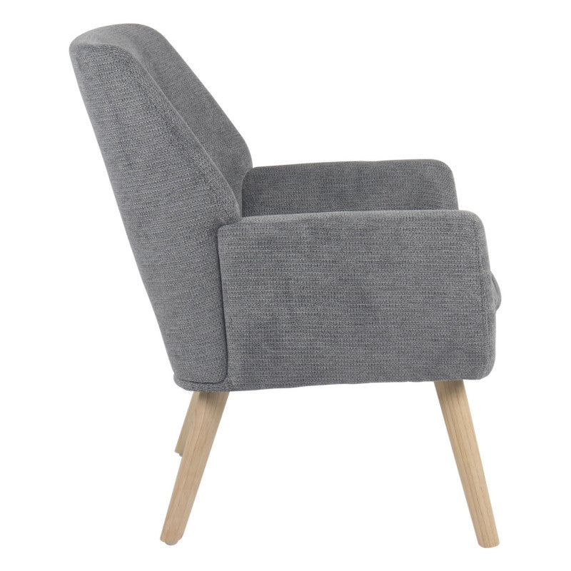 Poltrona Michelle In Tessuto Grigio Gambe Legno Naturale