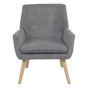 Poltrona Michelle In Tessuto Grigio Gambe Legno Naturale