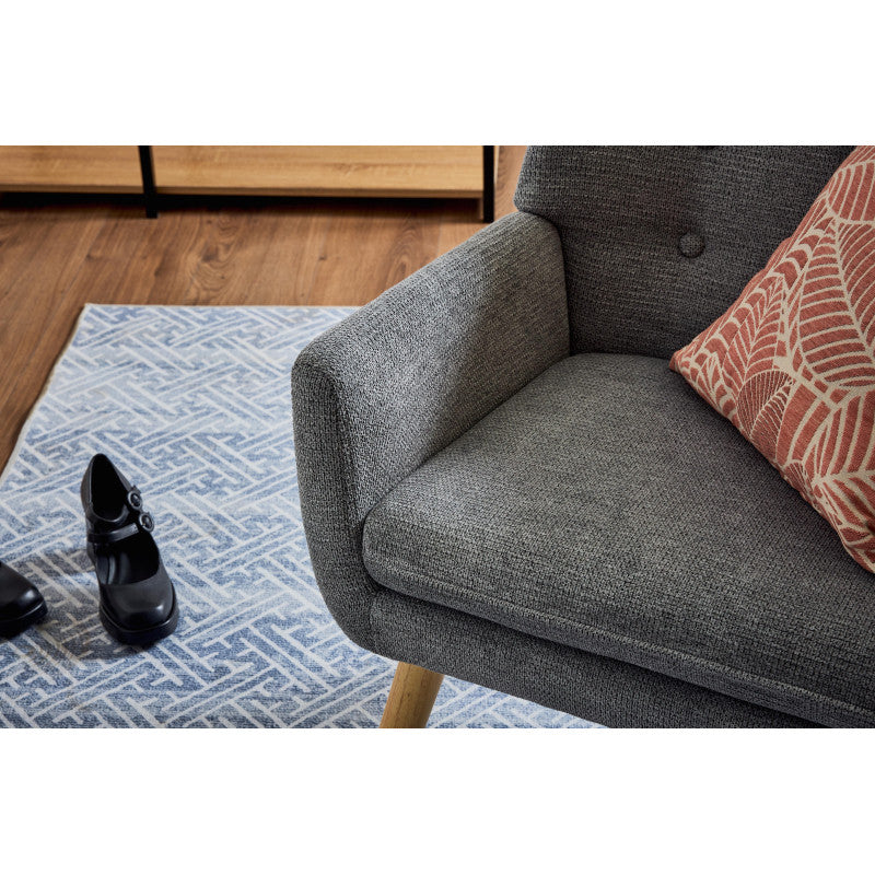 Poltrona Michelle In Tessuto Grigio Gambe Legno Naturale