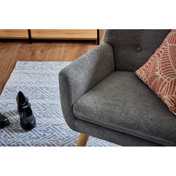 Poltrona Michelle In Tessuto Grigio Gambe Legno Naturale