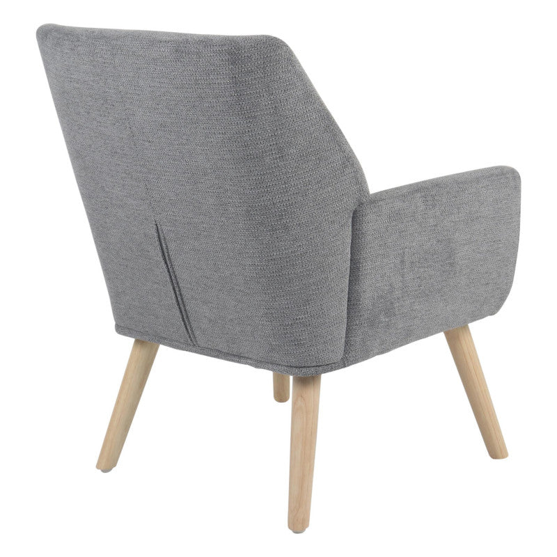 Poltrona Michelle In Tessuto Grigio Gambe Legno Naturale