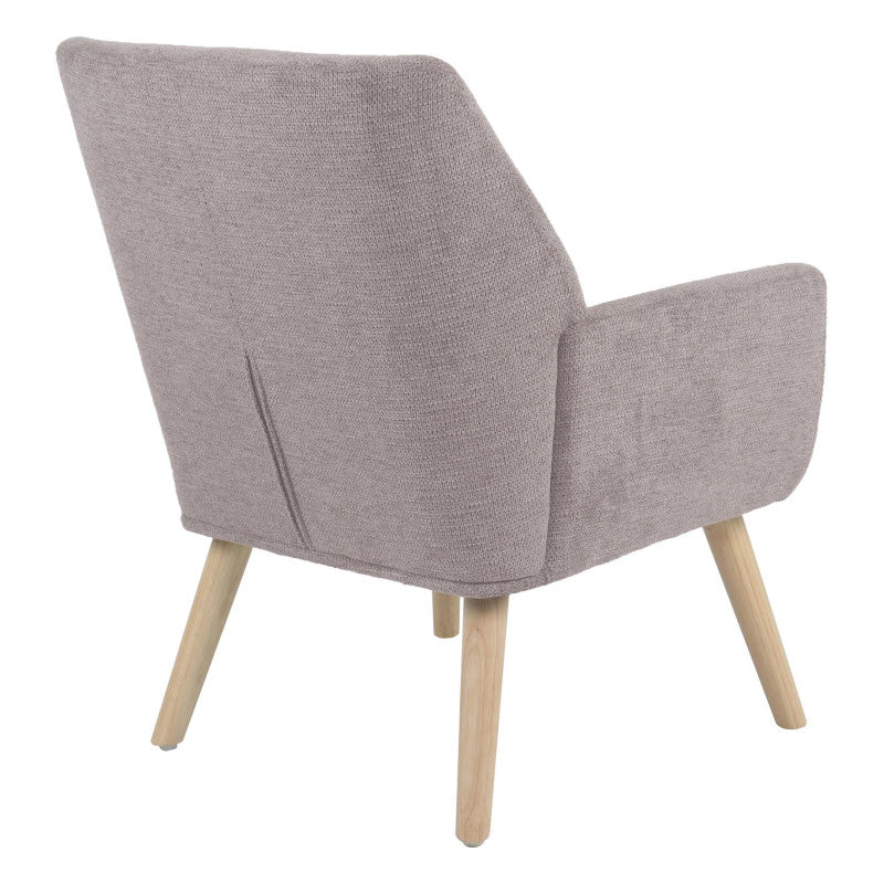 Poltrona Michelle In Tessuto Tortora Gambe Legno Naturale