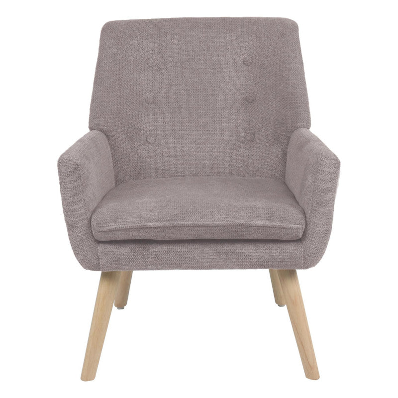 Poltrona Michelle In Tessuto Tortora Gambe Legno Naturale