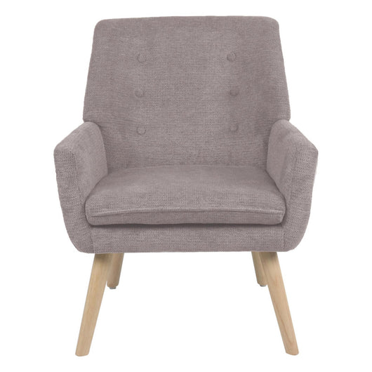 Poltrona Michelle In Tessuto Tortora Gambe Legno Naturale