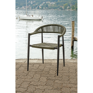 Poltrona Milano In Alluminio Grigio Antracite Con Corda Sintetica Verde Moia