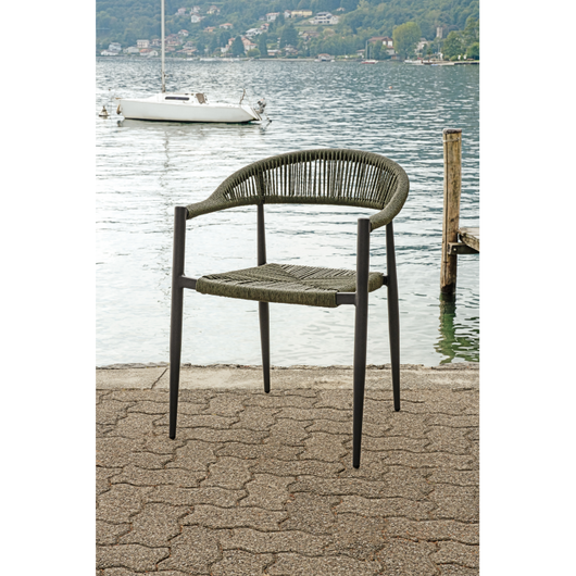 Poltrona Milano In Alluminio Grigio Antracite Con Corda Sintetica Verde Moia