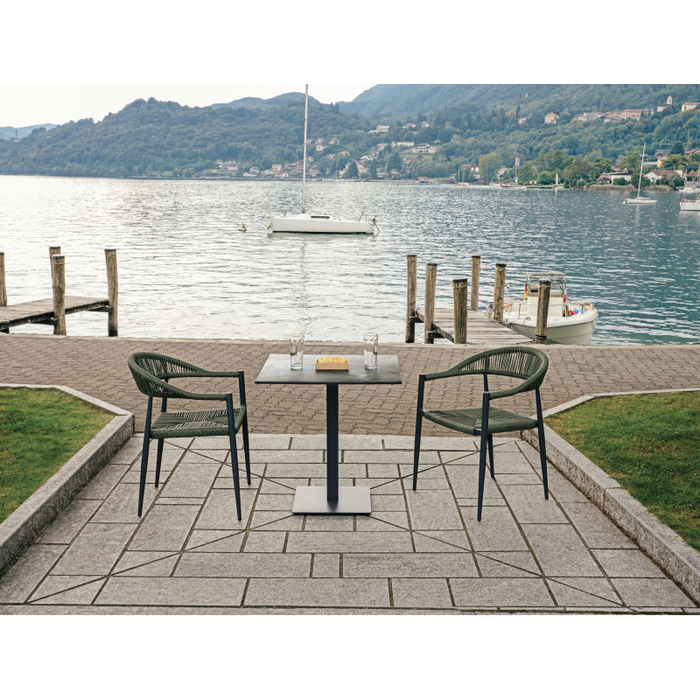 Poltrona Milano In Alluminio Grigio Antracite Con Corda Sintetica Verde Moia